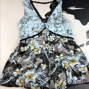 Free People Light Blue Floral Boho Romper Shorts